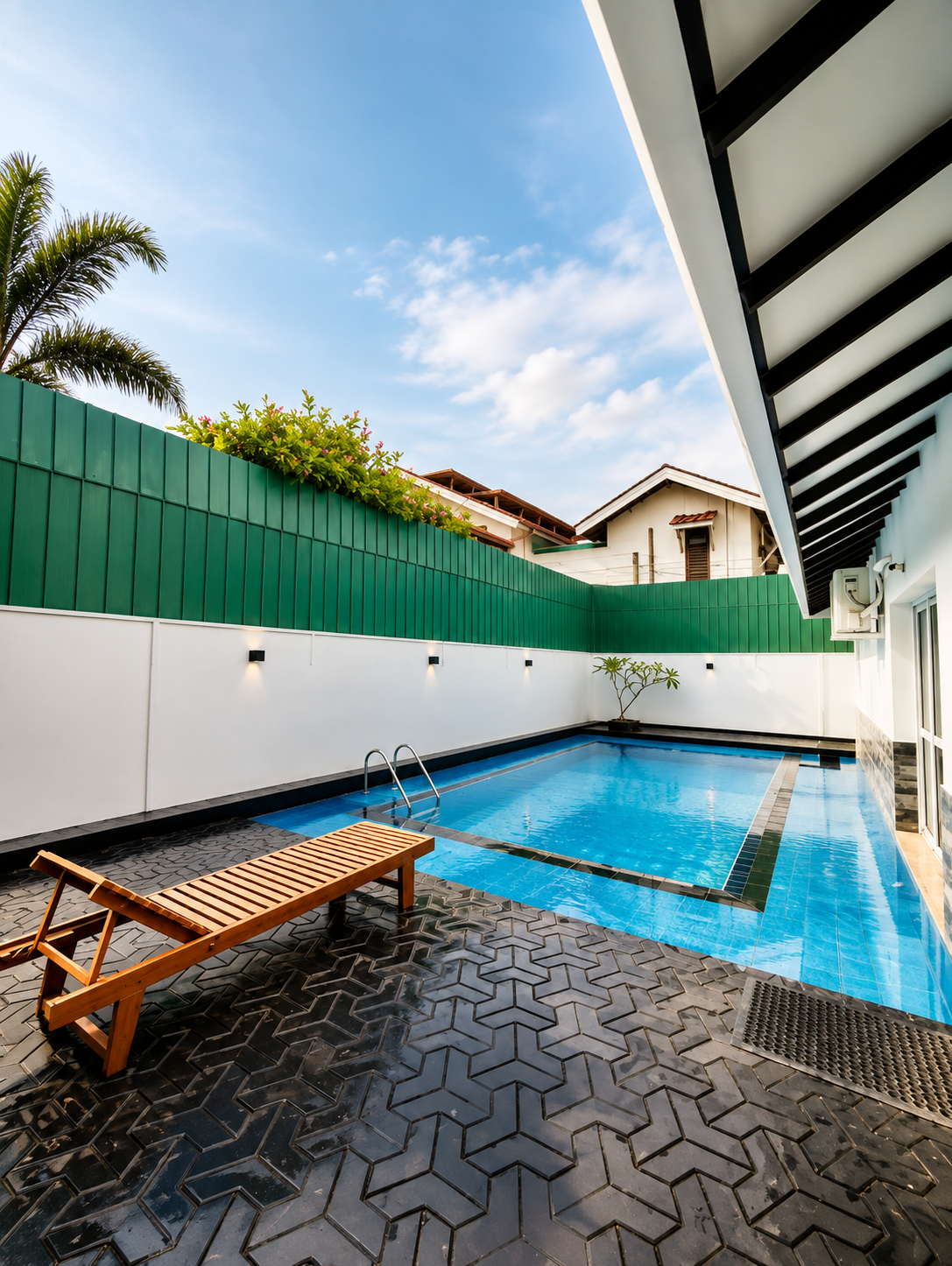 Private pool with sun lounger